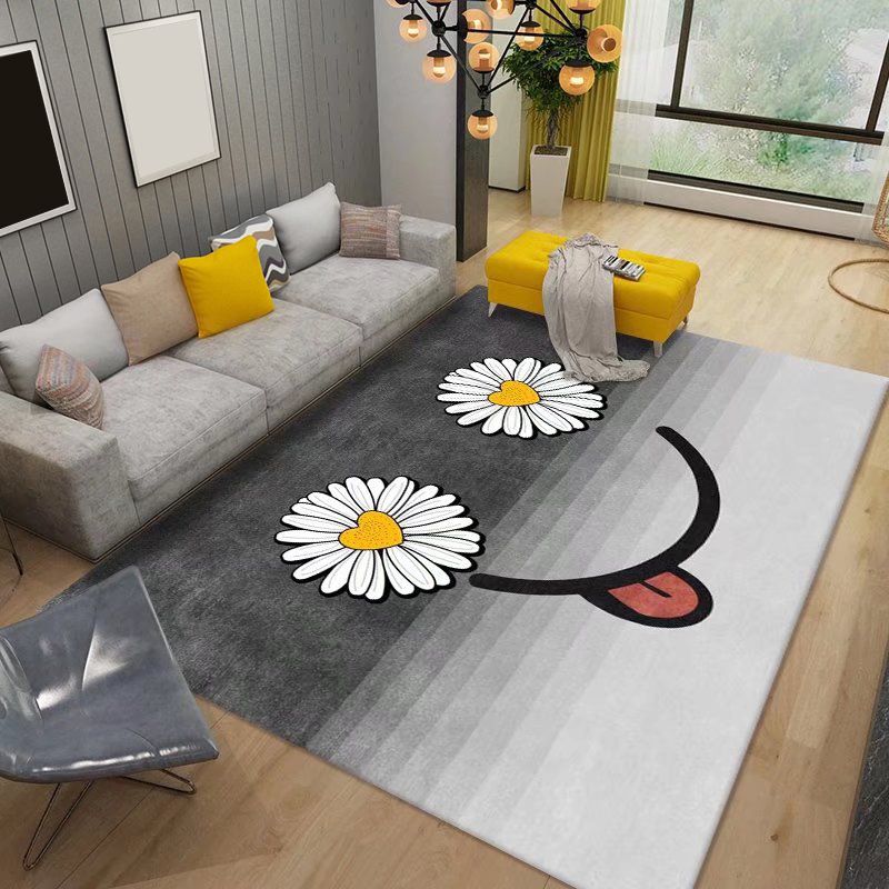 Dark Gray Butterfly Rug Polyester Modern Rug Stain Resistant Rug for Drawing Room