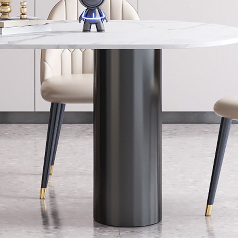 Stone Top Dining Table Modern Dining Table with 3 Legs Base in Black
