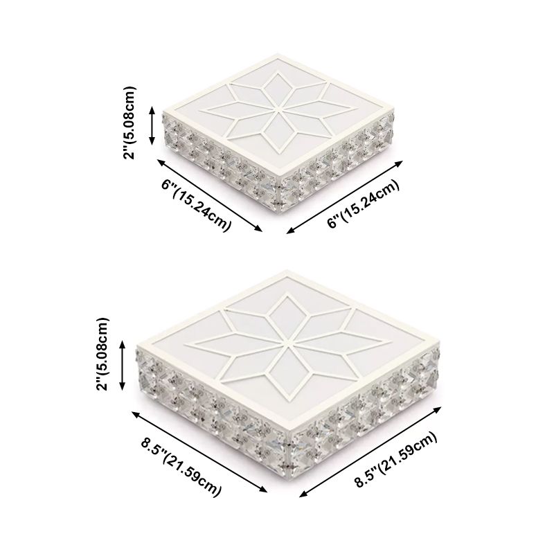 Plafonnier LED carré de style créatif et moderne, plafonnier en cristal avec trou de 2.5 à 3.5 pouces de diamètre