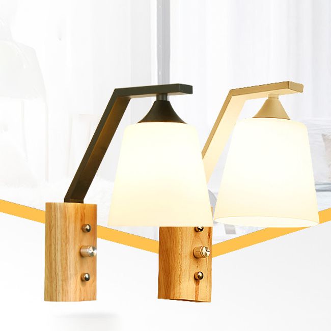 Nordic Style Wooden Wall Light Cylinder Shape Wall Lamp for Living Room