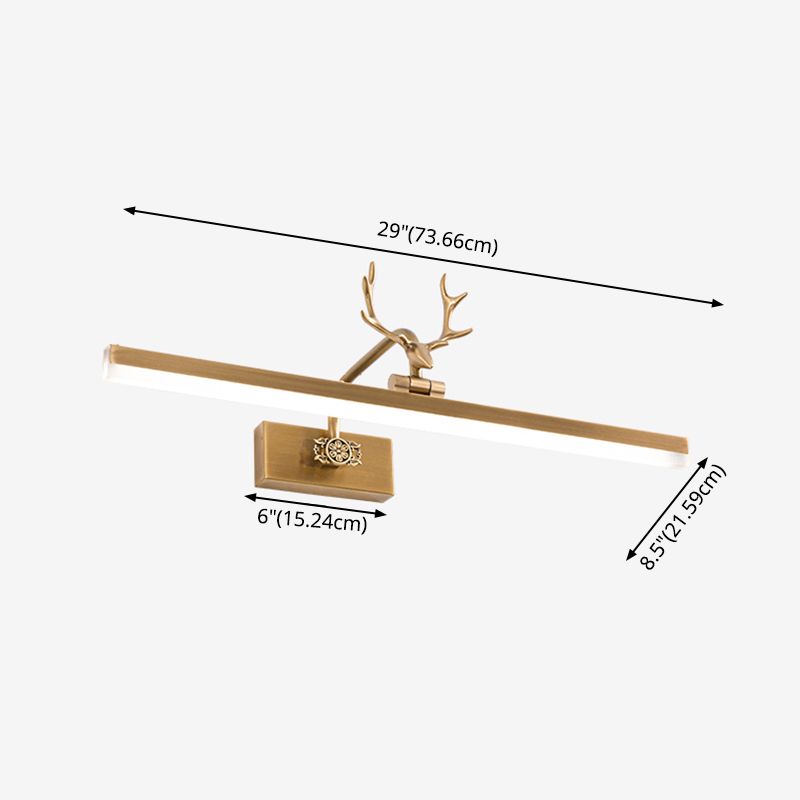 Mid-Century Vintage Style Strip Wall Mounted Vanity Lights Copper Flush Mount Wall Sconce for Bathroom