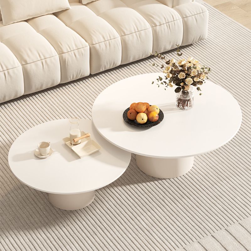 Contemporary Cocktail Table Round White Pedestal Coffee Cocktail Table