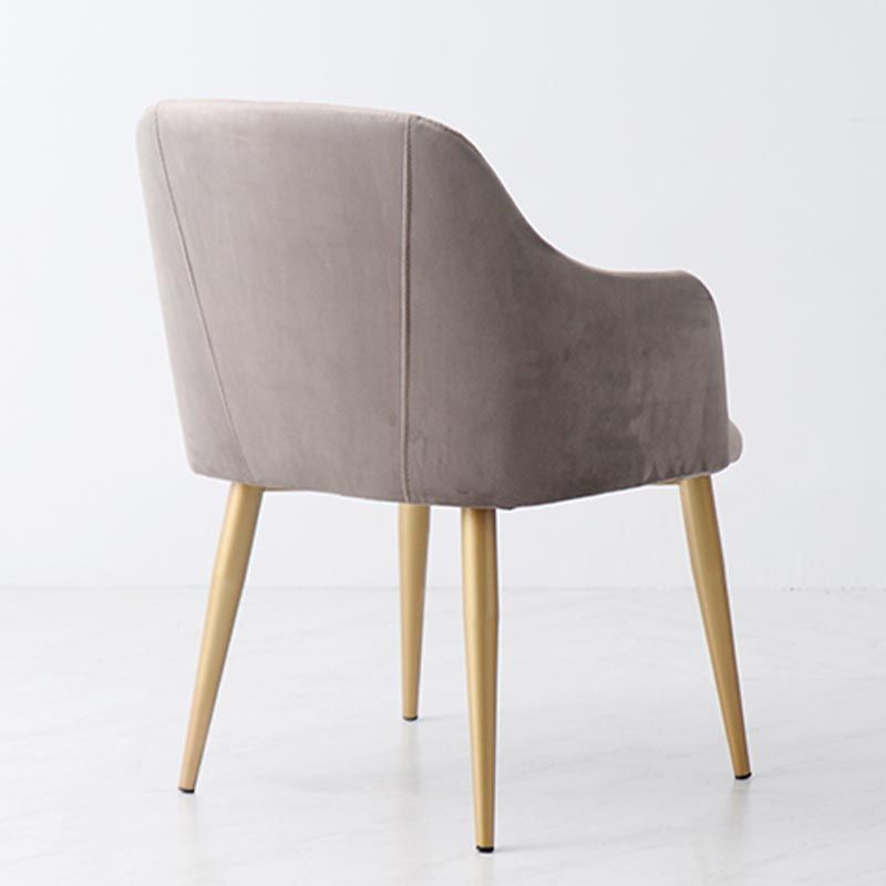 Upholstered Arm Chair Glam Dining Arm Chair with Gold Legs for Home