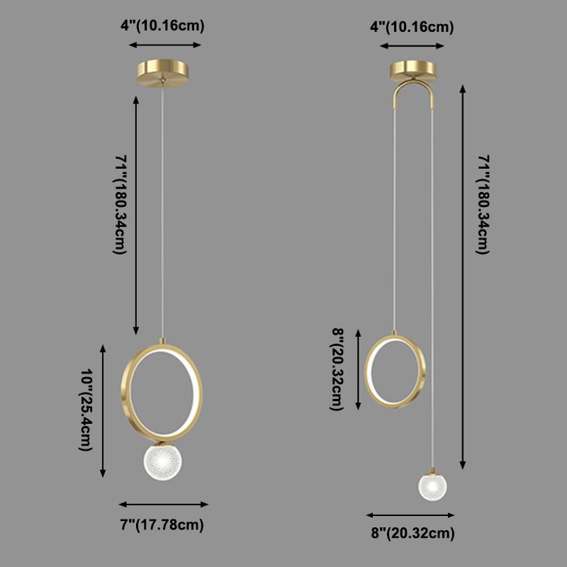 Contemporary Circular Ring Pendant LED Pendant in Golden for Bar Study Room