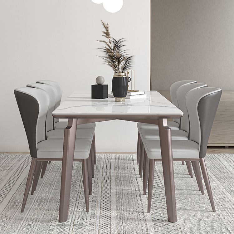 Sintered Stone Medieval Modern Table Rectangle Table with 4 Wooden Legs for Restaurant