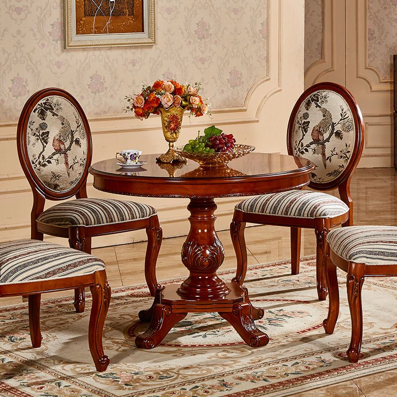 Mesa de comedor redonda victoriana de madera sólida Mesa de goma de madera superior para el hogar