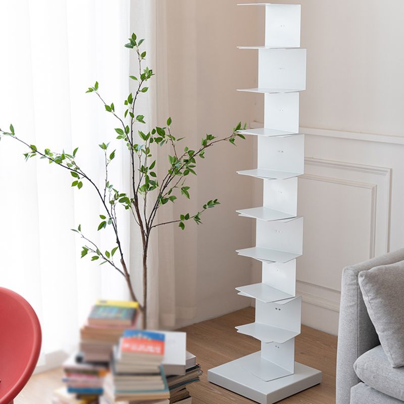 Scaffali di libreria in metallo aperto stile moderno con ripiani rettangolari