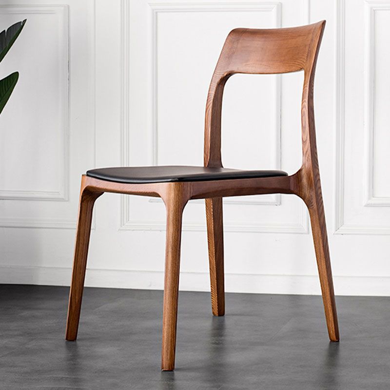 Industrial Design Open Back Dining Side Chair for Home Wood Legs Armless Side Chairs