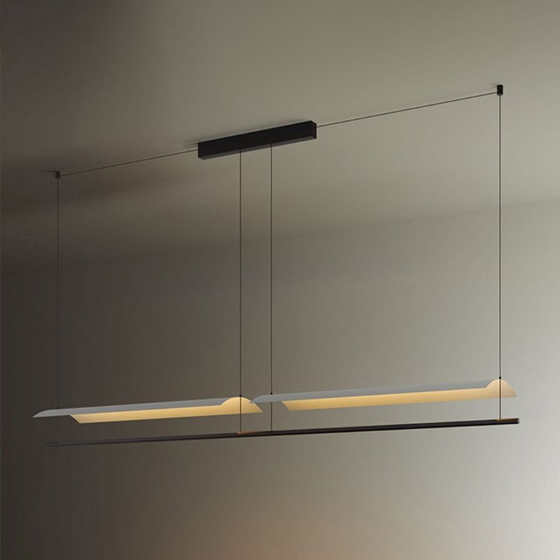 Square Shape Metal Island Pendants Modern Multi Lights Island Pendant Lights in Black