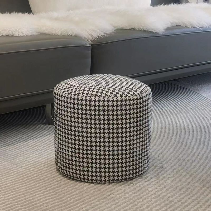 Ottoman Faux Leather Modern Specialty Water Resistant Houndstooth Pattern Ottoman