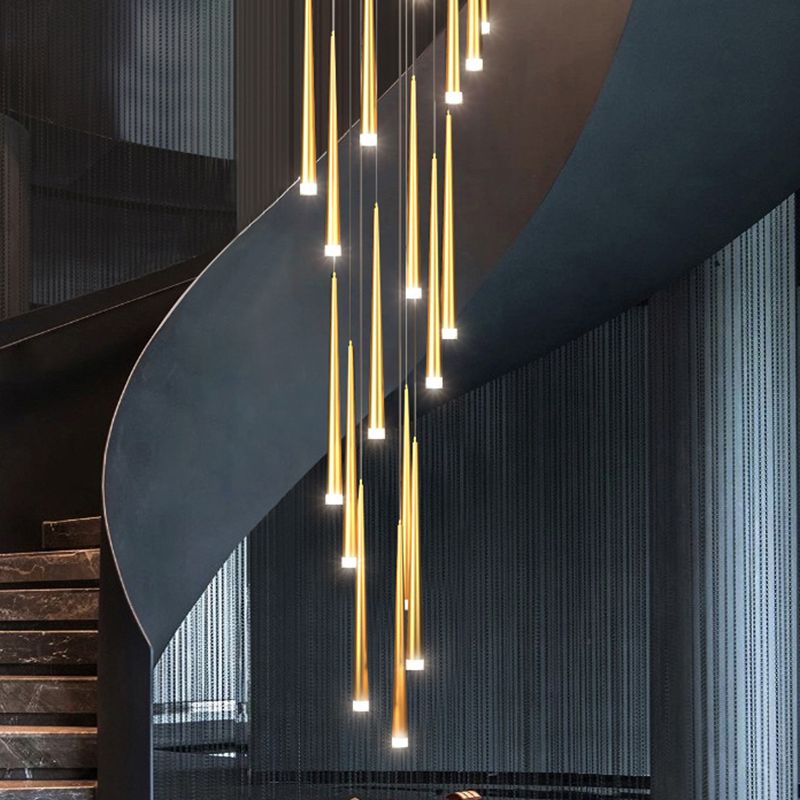 Spiral Hanging Light Fixtures Modern Simple Acrylic Ceiling Pendant for Stairwell