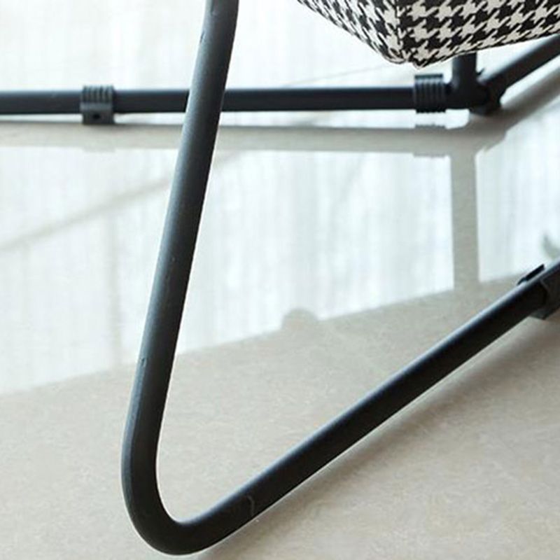 Industrial Arm Chair Houndstooth with Fabric Seat Cross Fixed Back Armchair