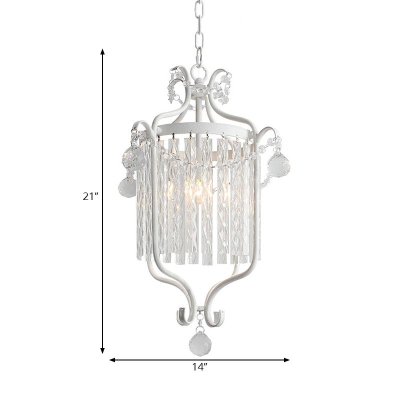 Modernism 1 Light Hanging Ceiling Light Black/White Bird Cage Pendant Light Fixture with Crystal Shade