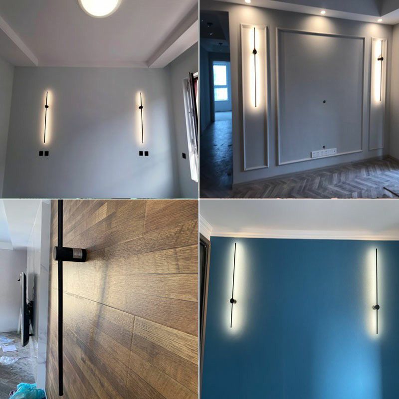 Accesorio de iluminación de pared de metal recto RGB RGB Black Wall Montion Lighture