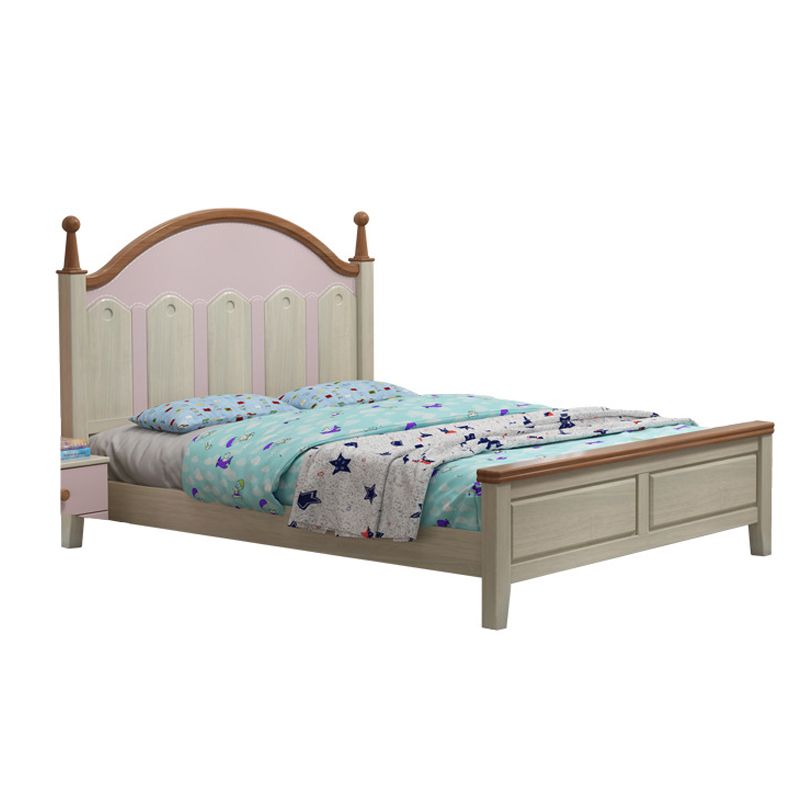 84.65-inch Wide Traditional Bed Frame Pine Wood Bed with Headboard