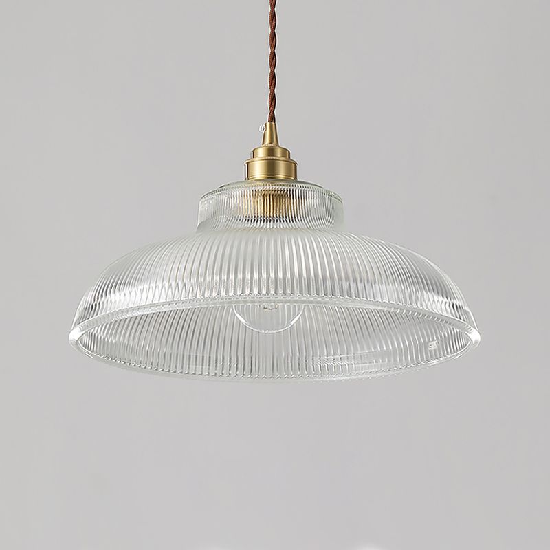 Industrial Single Light Pendant with Clear Prismatic Glass for Bedside Hallway Kitchen