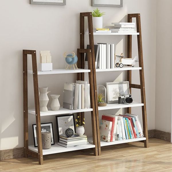 Modern Solid Wood Bookcase Ladder Bookshelf for Any Room, 12" W