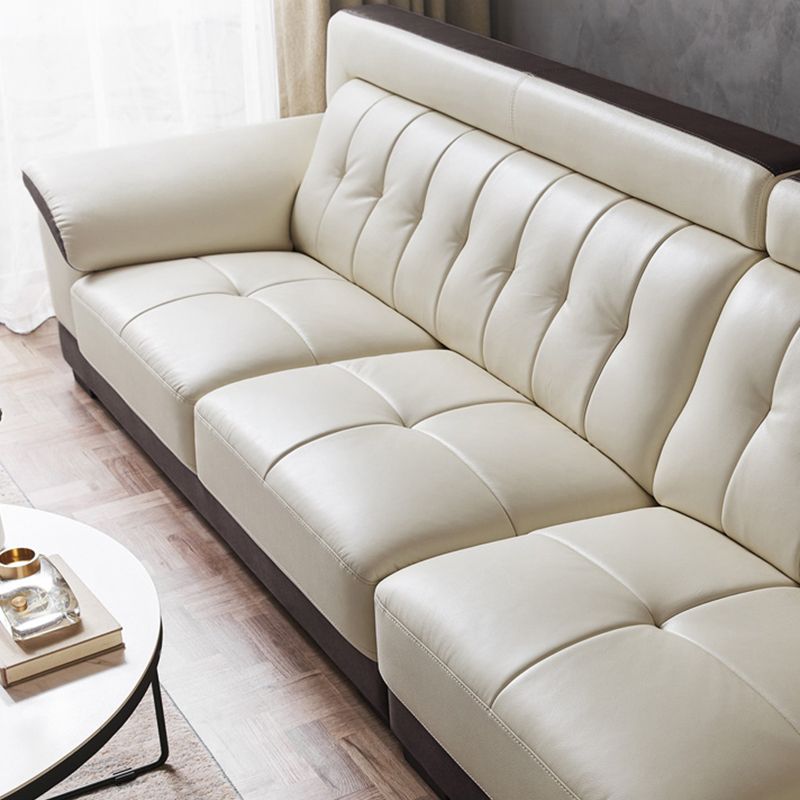 Pillow Top Arm Sectional Sofa with Tufted Genuine Leather Living Room Sectional sofa