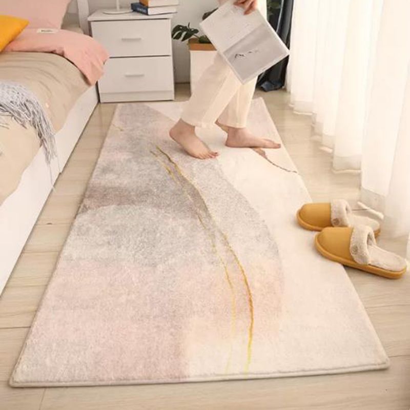 Beige Simple Rug Polyester Graphic Rug Stain Resistant Rug Washable Rug for Living