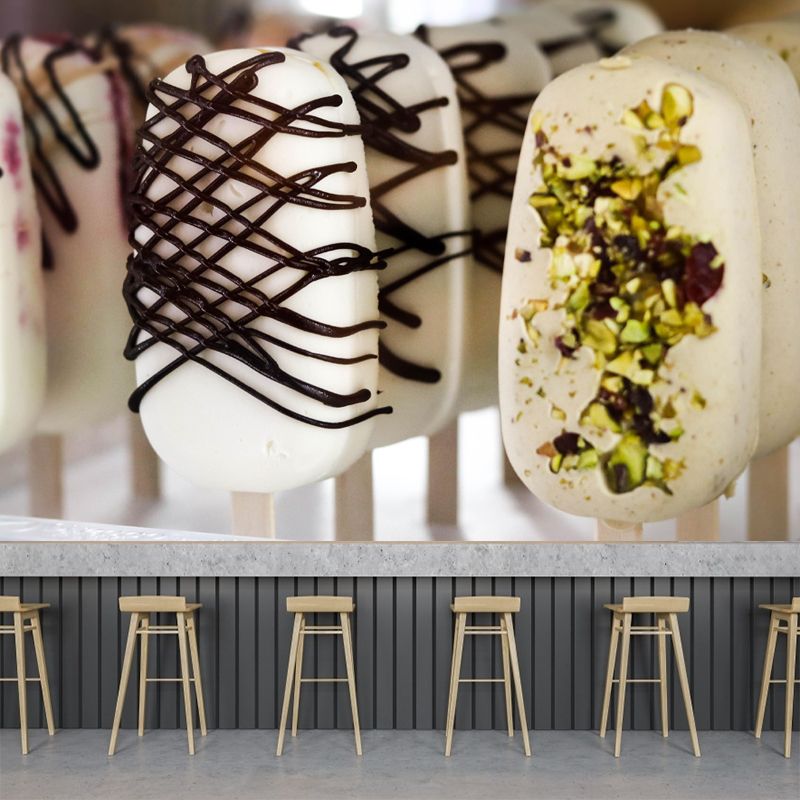 Modern Dessert Shop Wall Mural Decor with Ice Cream Pattern Eco-friendly Wallpaper