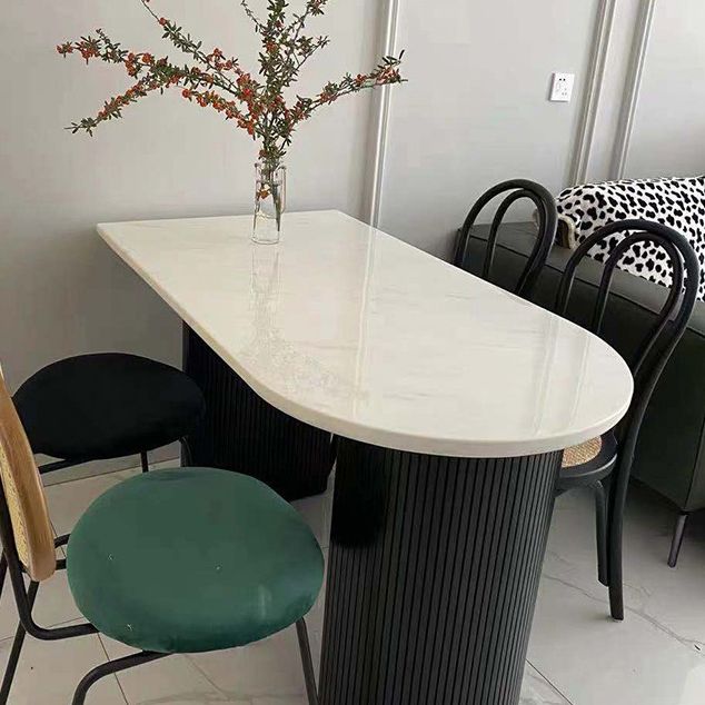 Oval Dining Table Contemporary Dining Table with Sled Base in Black