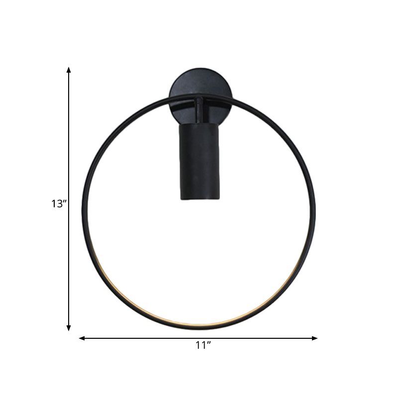 Metal Circular Sconce Light Minimalist 1 Head Black Wall Mounted Lamp for Living Room
