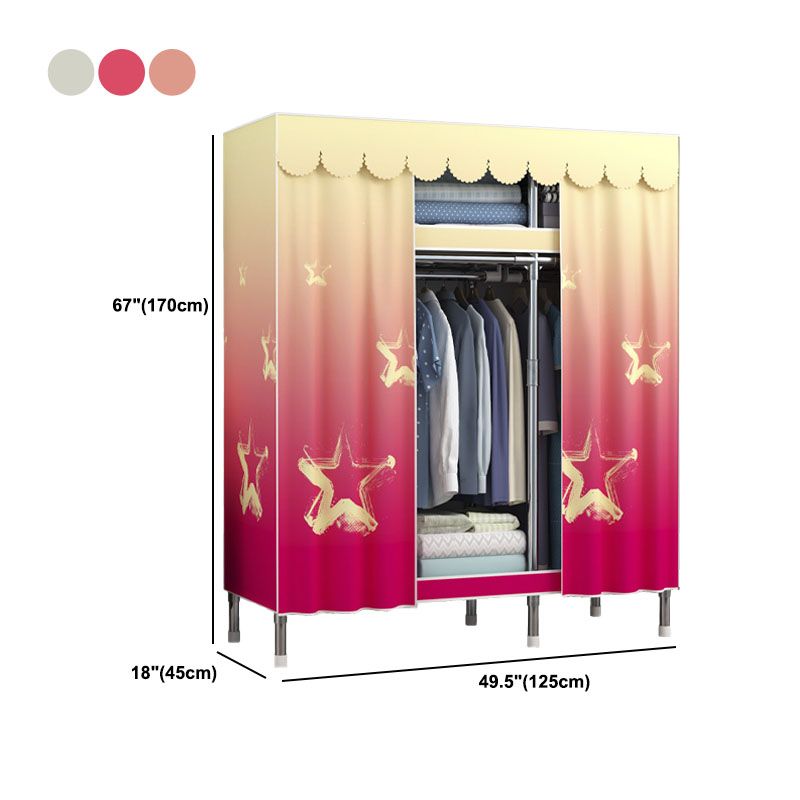 Contemporary Style Steel Wardrobe 2-Tier Metal Wardrobe Closet for Home