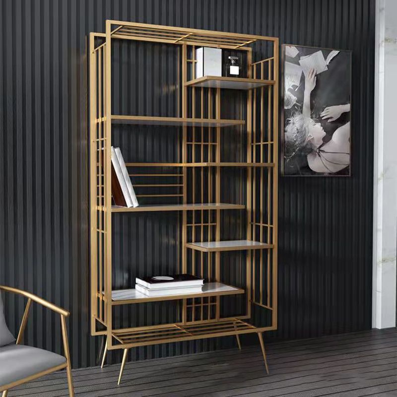 Modern Bookcase Metal Open Back Bookshelf with Shelves for Living Room