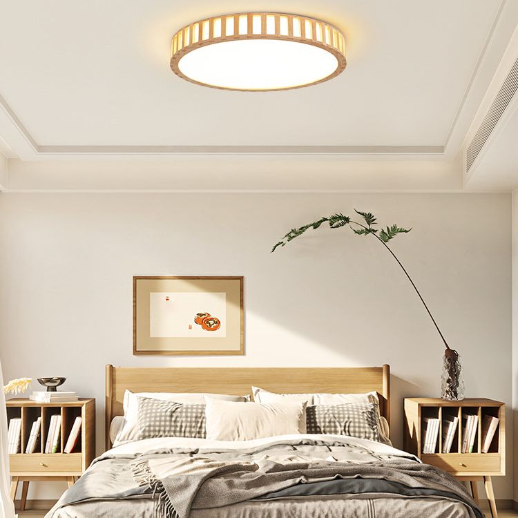 Bois 1-Flush léger Mount Ceiling Fixture Modern Style Drum Flush Mount Lamp for Living Room