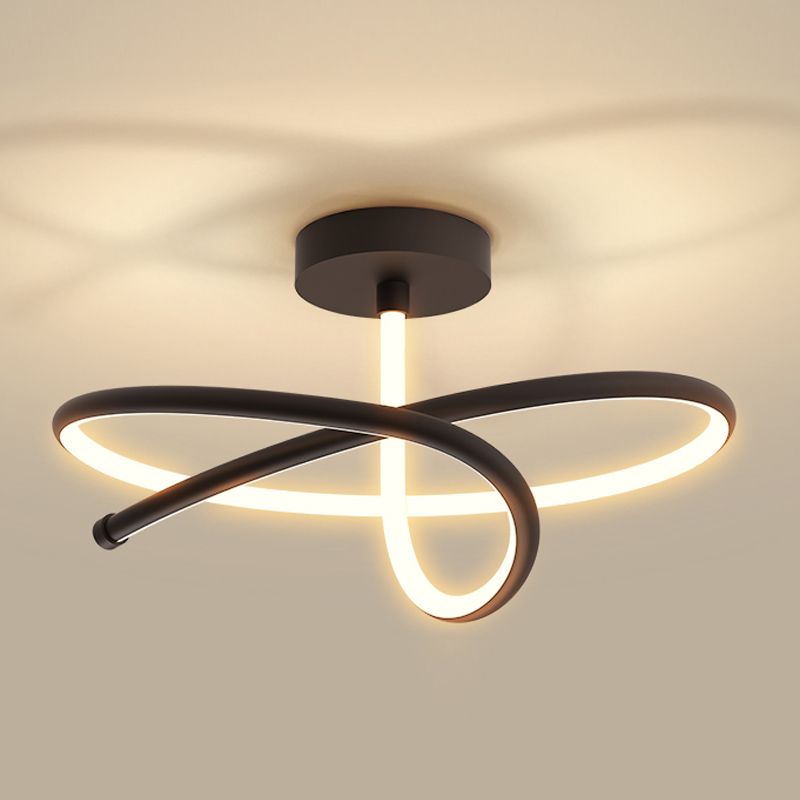 Line Shape LED Ceiling Lamp Modern Aluminium 1 Light Flush Mount for Living Room