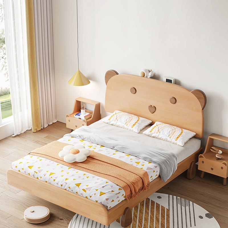 Modern Solid Wood Platform Bed Natural Bed Frame Animals Kids Bed