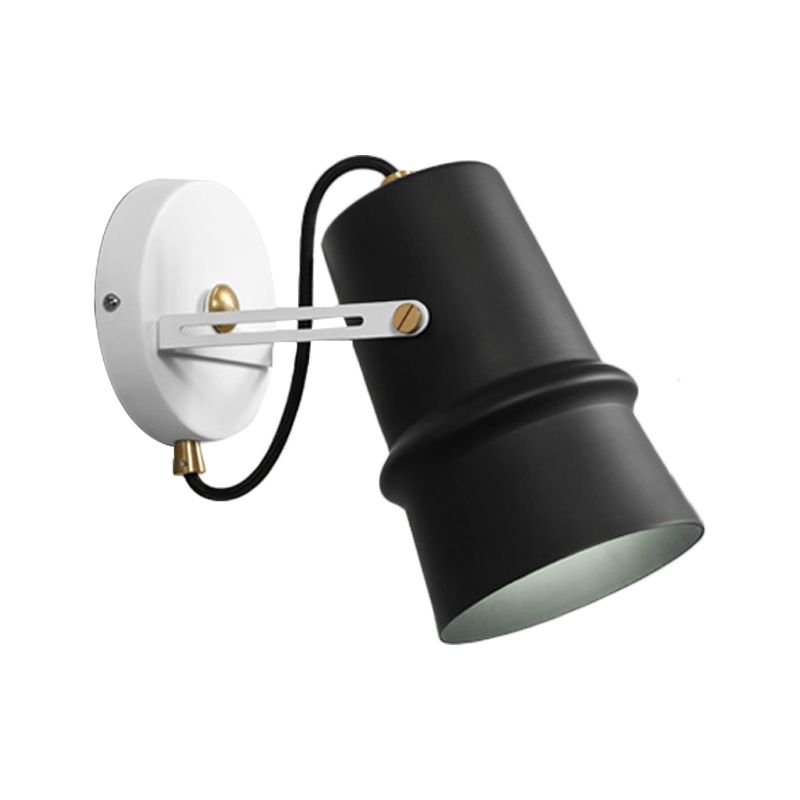 Black/White Cone Wall Lamp Vintage Iron 1-Head Living Room Adjustable Wall Sconce Lighting Fixture