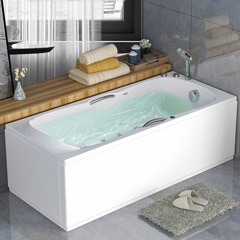 Modern Corner White Bathtub Acrylic Rectangle Back to Wall with Drain Bath Tub