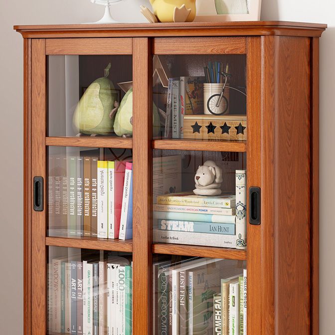 Scandinavian Brown Closed Back Shelf Bookcase Shelves Included for Home Office