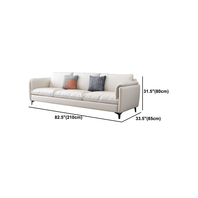 White Leather Pillow Back Sofa Contemporary Pillow Top Arm Sofa