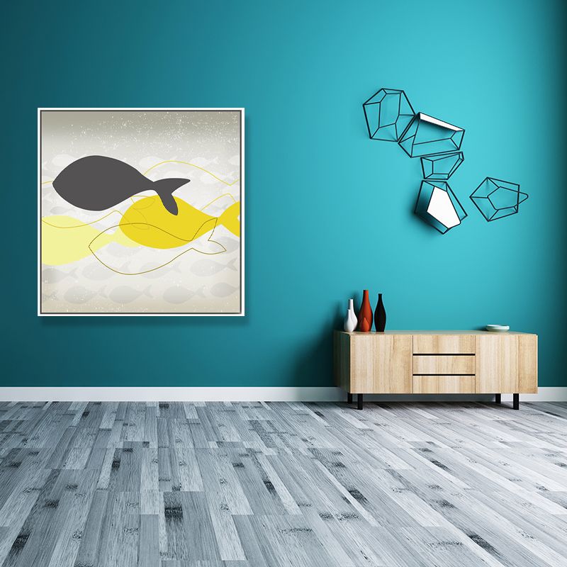 Textured Great Cetacean Painting Canvas Children's Art Wall Decor for Kids Bedroom