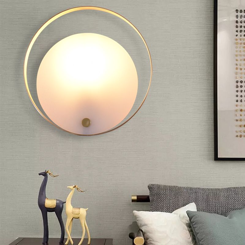 1-Light Round Flush Murce Galce Colonial White White acrylique Mur Wall Lightture pour le salon