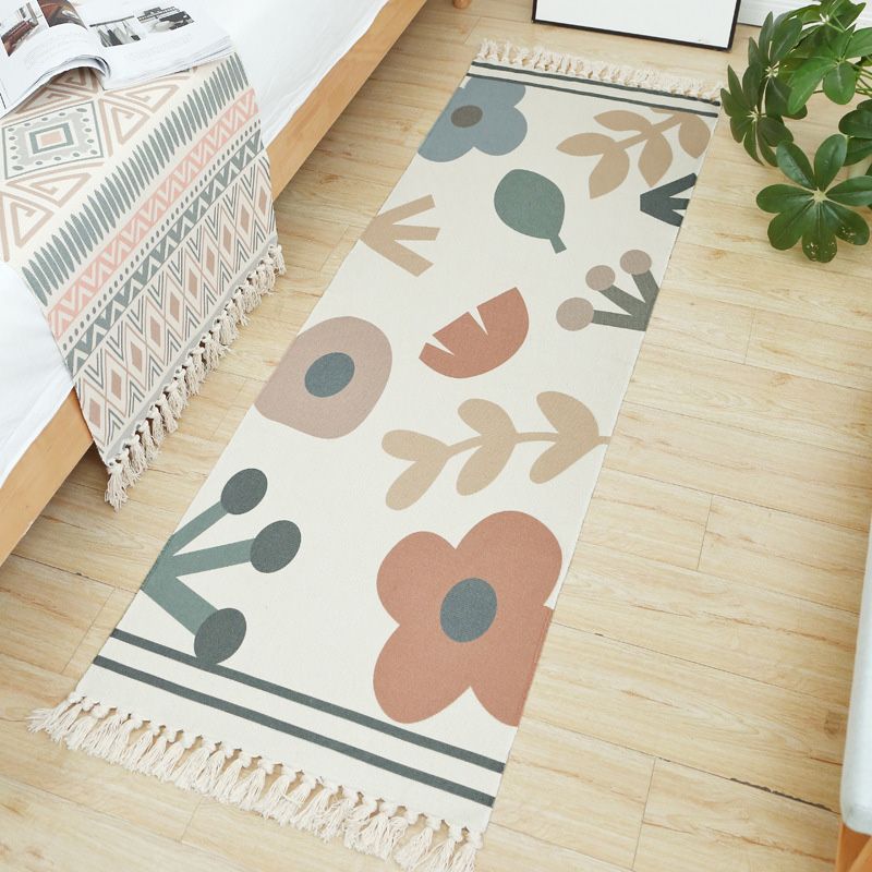 Mehrfarbiger Vintage-Rug-Teppich-Baumwoll-Mischung Stammes gemustertes Fläche Teppich waschbarer fleckresistenter Teppich mit Quasten für Raum
