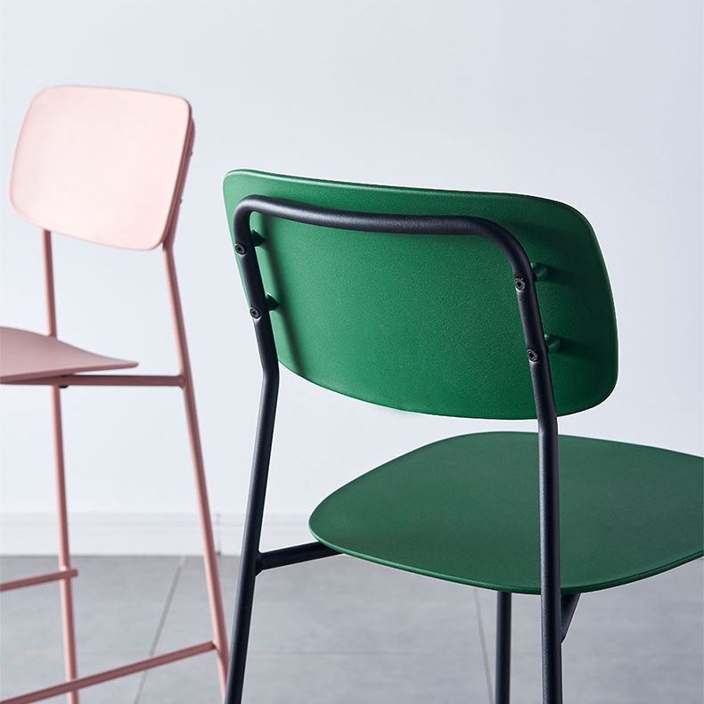 Modern Backrest Armless Counter Stool Iron Pub Stool with Plastic Cushion