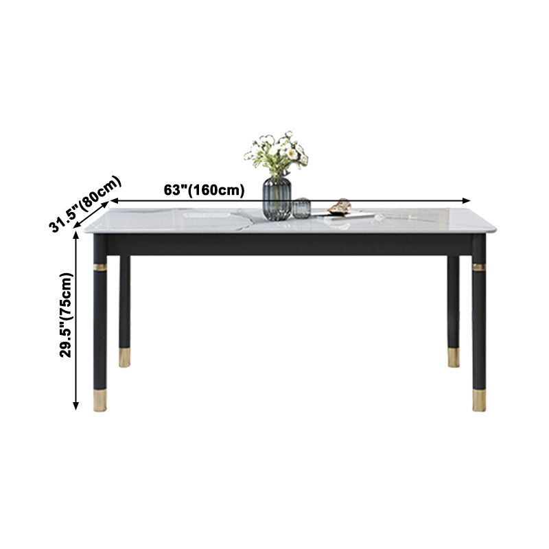 Mesa de comedor rectangular moderno de madera maciza Mesa de piedra sinterizada para comedor y cocina