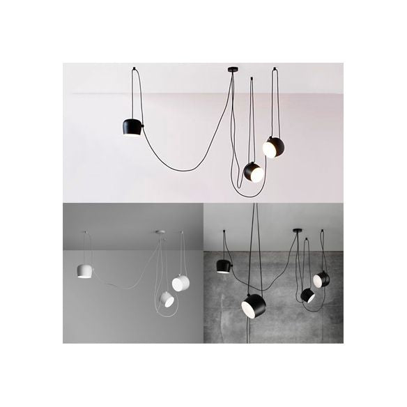 Metal Swag Pendant Light Kit Modern 3/4 Heads Hanging Pendant Light in Black/White with Adjustable Cord