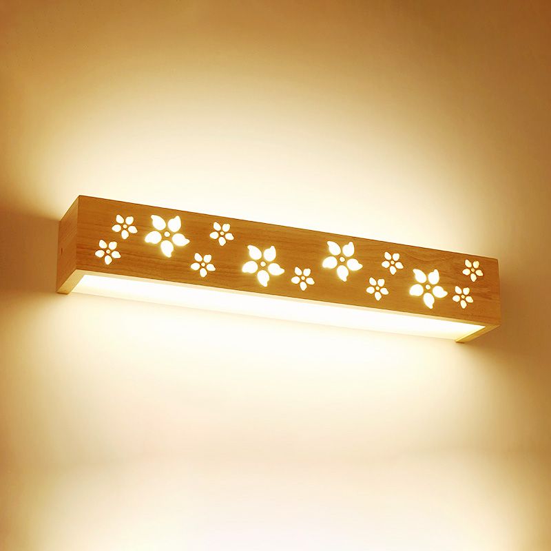 Lampada vanità di rettangolo di luce vanità in legno nordico con ombra acrilica per camera da letto