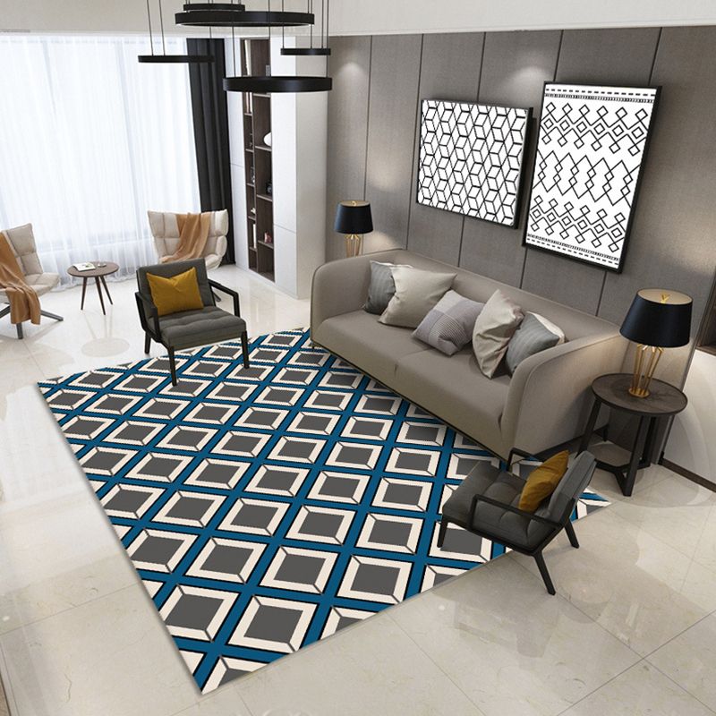 Minimalist Modern Rug Multicolor Geometric Trellis Print Carpet Anti-Slip Machine Washable Pet Friendly Rug for Room