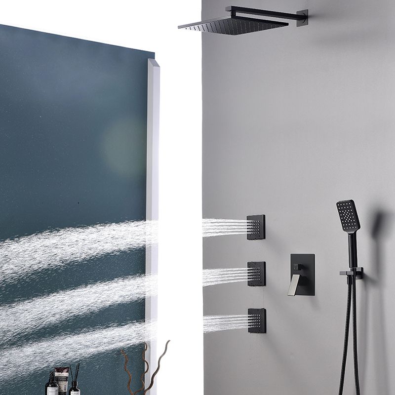 Square Black Spot Resist Shower Faucet Shower Arm Shower with Handheld Shower Head