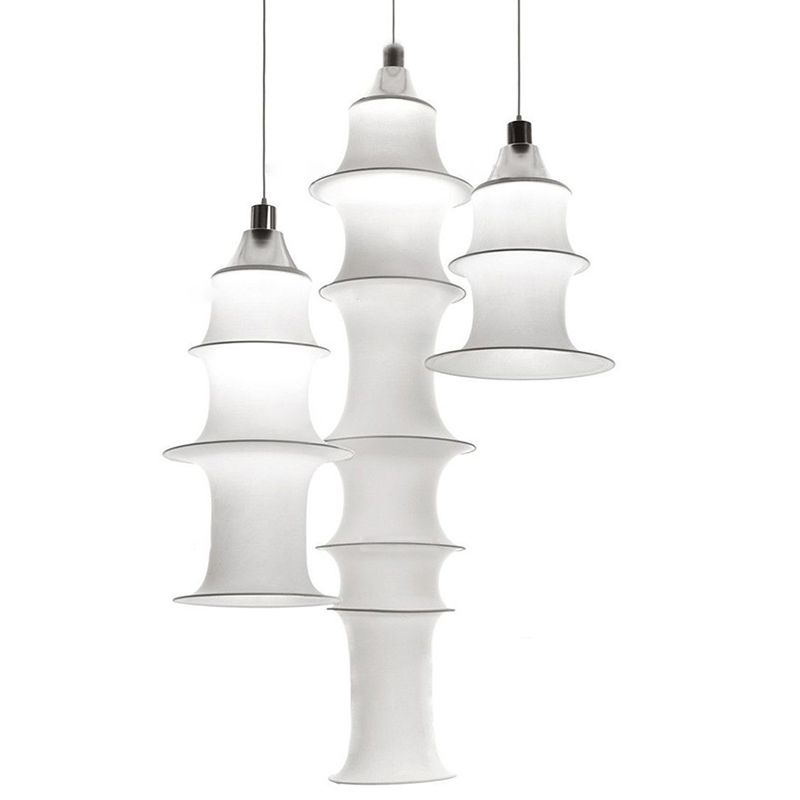 Hedendaagse witte zijden hanglamp LICHT BEWERK 1 Licht geometrisch hangend plafondlicht