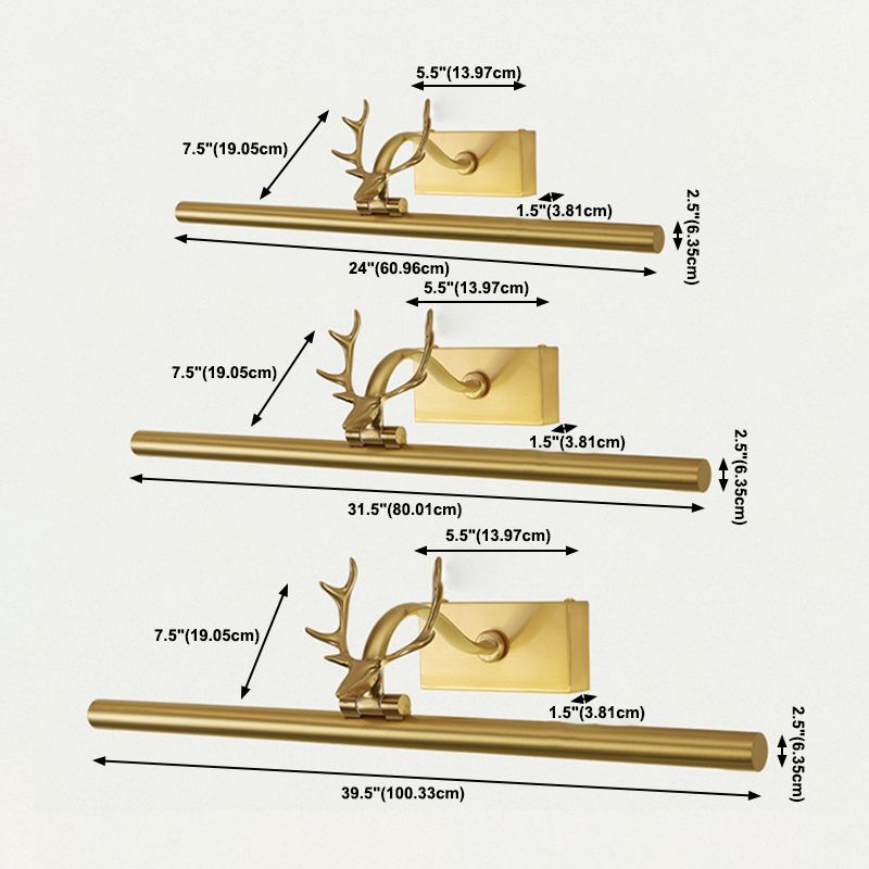 1 Light Linear Wall Sconce Postmodern Style Metal Wall Lighting for Shower Room