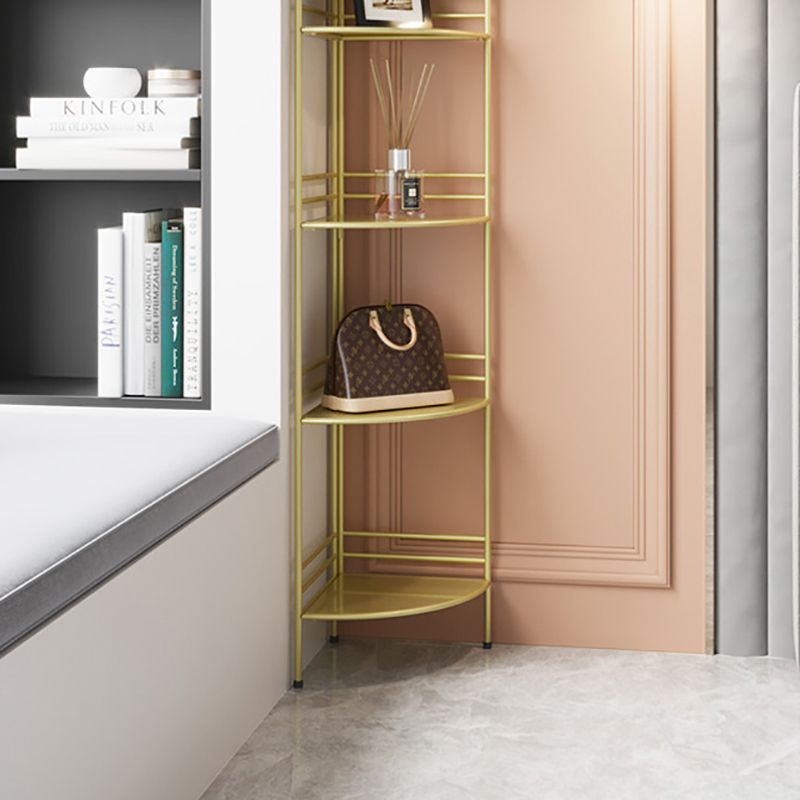 Modern Bookcase Corner Metal Open Back Shelf Bookcase with Shelves for Living Room
