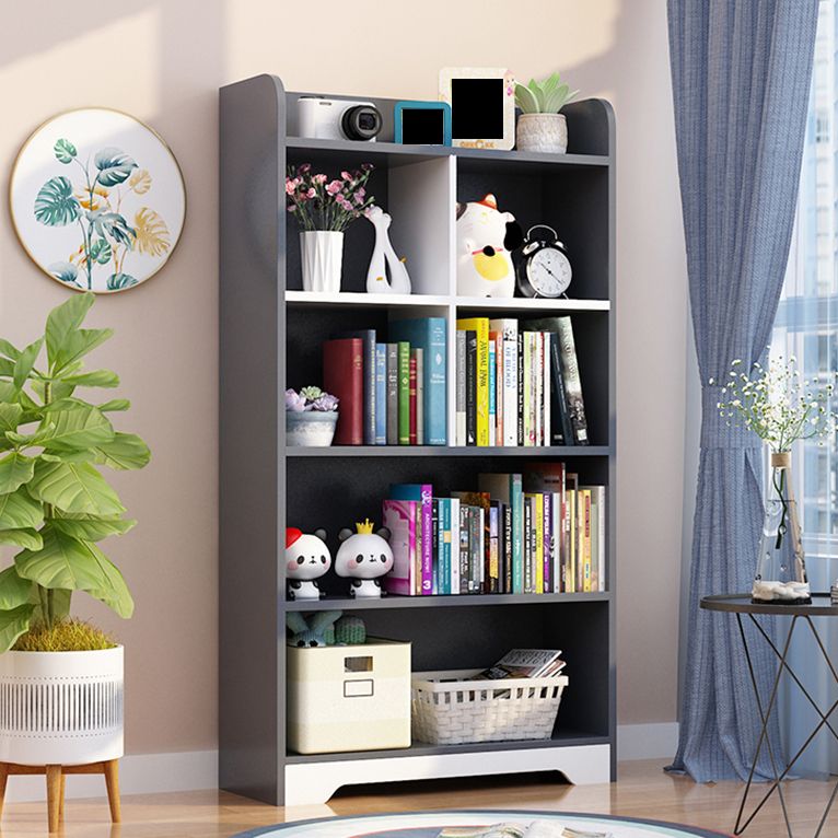 Contemporary Closed Back Bookshelf Freestanding Cubby Storage Bookcase
