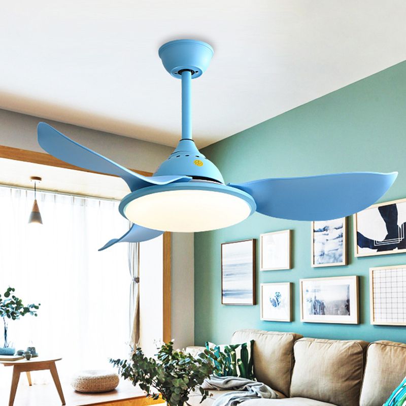 Cerchio acrilico semifulto semplice semplice 41 "W a ventola a ciondolo blu a LED in luce a 3 colori con/senza conversione di frequenza, 3 lame