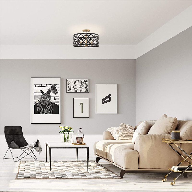 3-Lichten Candlestick Industriële Stijl Plafond Licht met bloem-vormige Holle Ijzeren Kooi Schaduw voor Eetkamer